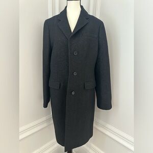 Talbots Black Elegant Wool Blend Shimmery Long Peacoat (Size 12)